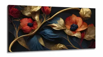 Quadro Decorativo Flores Desing em Tecido Canvas 130x60 cm