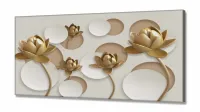 Quadro Decorativo Flores Douradas em Tecido Canvas 130x60 cm - Foto 2