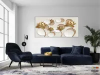 Quadro Decorativo Flores Douradas em Tecido Canvas 130x60 cm - Foto 5