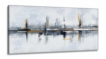 Quadro Decorativo Flores e Campo em tecido canvas 130x60 cm