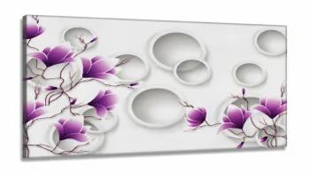 Quadro Decorativo Flores Lilás em Tecido Canvas 130x60  Estilo 3d