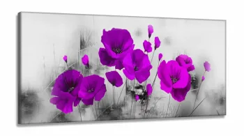 Quadro Decorativo Flores Magenta 130x60 em Tecido Canvas