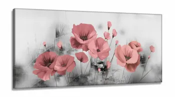 Quadro Decorativo Flores Rosa Claro 130x60 em Tecido Canvas