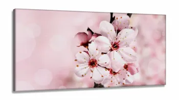 Quadro Decorativo Flores Rosa para Hall em Tecido Canvas 130x60