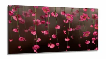 Quadro Decorativo Flores Rosas Paisagem em Tecido Canvas 130x60 cm