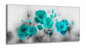 Quadro Decorativo Flores Verdes 130x60 em Tecido Canvas