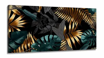Quadro Decorativo Folhagem Moderna em Tecido Canvas 130x60 cm
