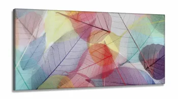 Quadro Decorativo Folhas Coloridasem Tecido Canvas 130x60