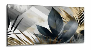 Quadro Decorativo Folhas Palmeiras Sala Quarto em Tecido Canvas 130x60 cm