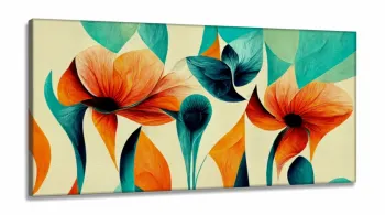 Quadro Decorativo Moderno Flores em Tecido Canvas 130x60 cm