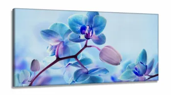 Quadro Decorativo Orquidea Azul Mosaico em Tecido Canvas 130x60