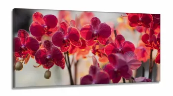 Quadro Decorativo Orquideas Magenta em Tecido Canvas 130x60