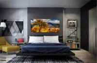 Quadro Decorativo Paisagem Árvore Amarela em Tecido Canvas 130x60 - Foto 4