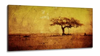 Quadro Decorativo Paisagem Árvore Savana Africana em Tecido Canvas 130x60