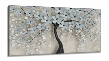 Quadro Decorativo Para Sala Quarto Flores Cerejeiras em Tecido Canvas 130x60