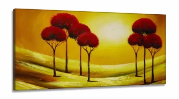 Quadro Decorativo Pintura Arvores Abstrato em Tecido Canvas 130x60 cm