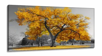 Quadro Decorativo Sala Quarto Árvore Amarela em Tecido canvas 130x60