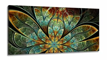 Quadro Flor Vitral Decorativo em Tecido Canvas 130x60