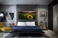 Quadro Mosaico Flores Girassol em Tecido Canvas 130x60 sala quarto - Foto 4