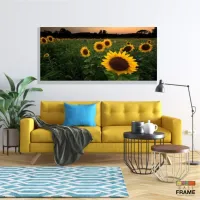 Quadro Mosaico Flores Girassol em Tecido Canvas 130x60 sala quarto - Foto 7