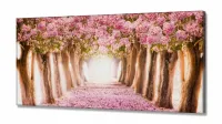 Quadro Paisagem Flores Rosa Mosaico Em Tecido em Tecido Canvas 130x60 - Foto 2