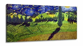 Quadro Van Gogh Girassóis no Campo Decorativo Sala em Tecido Canvas 130x60