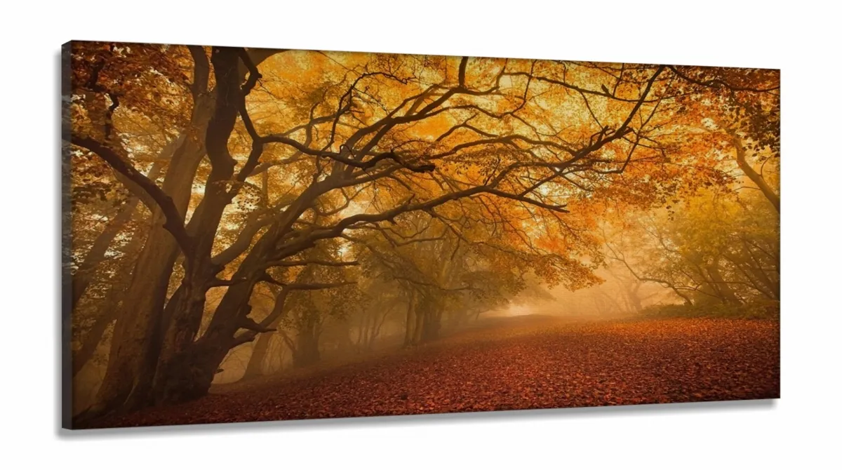 Quadros Decorativos Arvore Paisagem Sala Quarto em Tecido Canvas 130x60 Imagem