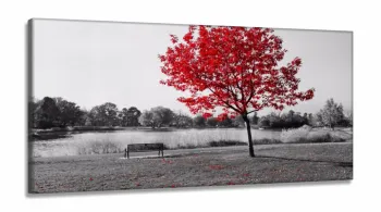 Quadros Decorativos Arvore Vermelho Botanico Salaem Tecido Canvas 130x60