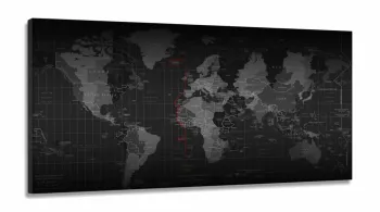 Quadro Decorativo Mapa Mundi Geografico em Tecido Canvas 130x60