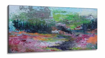Quadro Abstrato Campo Paisagem Escritórios Em Tecido em Tecido Canvas