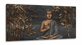 Quadro Decorativo Buda Paisagem Marrom em Tecido Canvas 130x60 cm