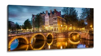 Quadro Decorativo Cidade de Amsterdã - Paisagem - em Tecido Canvas 130x60
