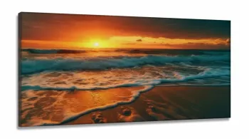 Quadro Decorativo Mar Areia Praia Sol em Tecido Canvas 130x60 cm