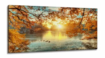 Quadro Decorativo Nascer do Sol Paisagem  em Tecido Canvas 130x60 cm