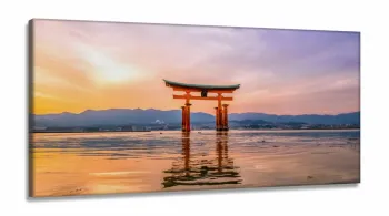 Quadro Decorativo Paisagem Oriental Portal Japão em Tecido Canvas 130x60