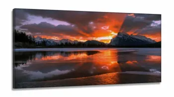 Quadro Decorativo Paisagem Rio Inverno  em Tecido Canvas 130x60