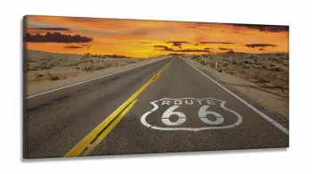 Quadro Decorativo Paisagem Rota 66 Mosaico em Tecido Canvas 130x60