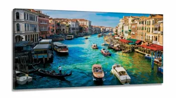 Quadro Decorativo Paisagem Veneza Escritório em Tecido Canvas 130x60