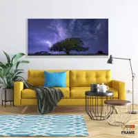 Quadro Decorativo Paisagens Árvore Noturna em Tecido Canvas 130x60 - Foto 7