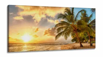 Quadro Decorativo peças Praia Sol Mar em Tecido Canvas 130x60