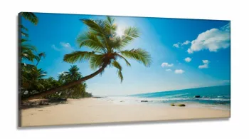 Quadro Decorativo Praia Coqueiro em Tecido Canvas 130x60