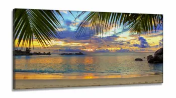 Quadro Decorativo Praia Mar Areia em Tecido Canvas 130x60