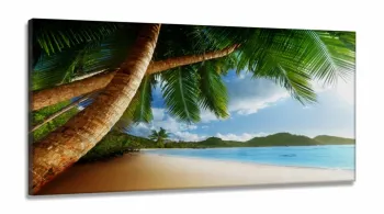 Quadro Decorativo Praia Mar Coqueiro em Tecido Canvas 130x60