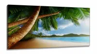 Quadro Decorativo Praia Mar Coqueiro em Tecido Canvas 130x60