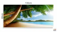 Quadro Decorativo Praia Mar Coqueiro em Tecido Canvas 130x60 - Foto 3