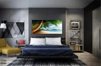 Quadro Decorativo Praia Mar Coqueiro em Tecido Canvas 130x60 - Foto 4