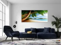 Quadro Decorativo Praia Mar Coqueiro em Tecido Canvas 130x60 - Foto 5