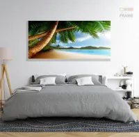 Quadro Decorativo Praia Mar Coqueiro em Tecido Canvas 130x60 - Foto 6