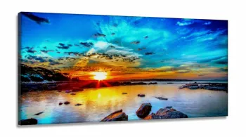 Quadro Decorativo Praia Mar em Tecido Canvas 130x60