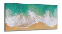 Quadro Decorativo Praia Mar Onda em Tecido Canvas 130x60
